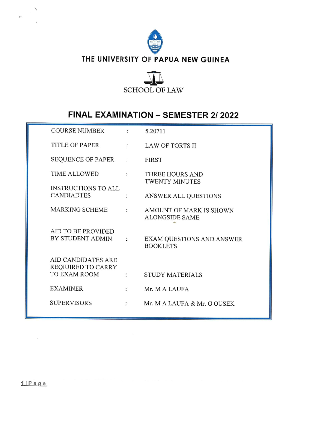 5.20711 Law of Torts II Final Exam Guide (2022) - Studocu