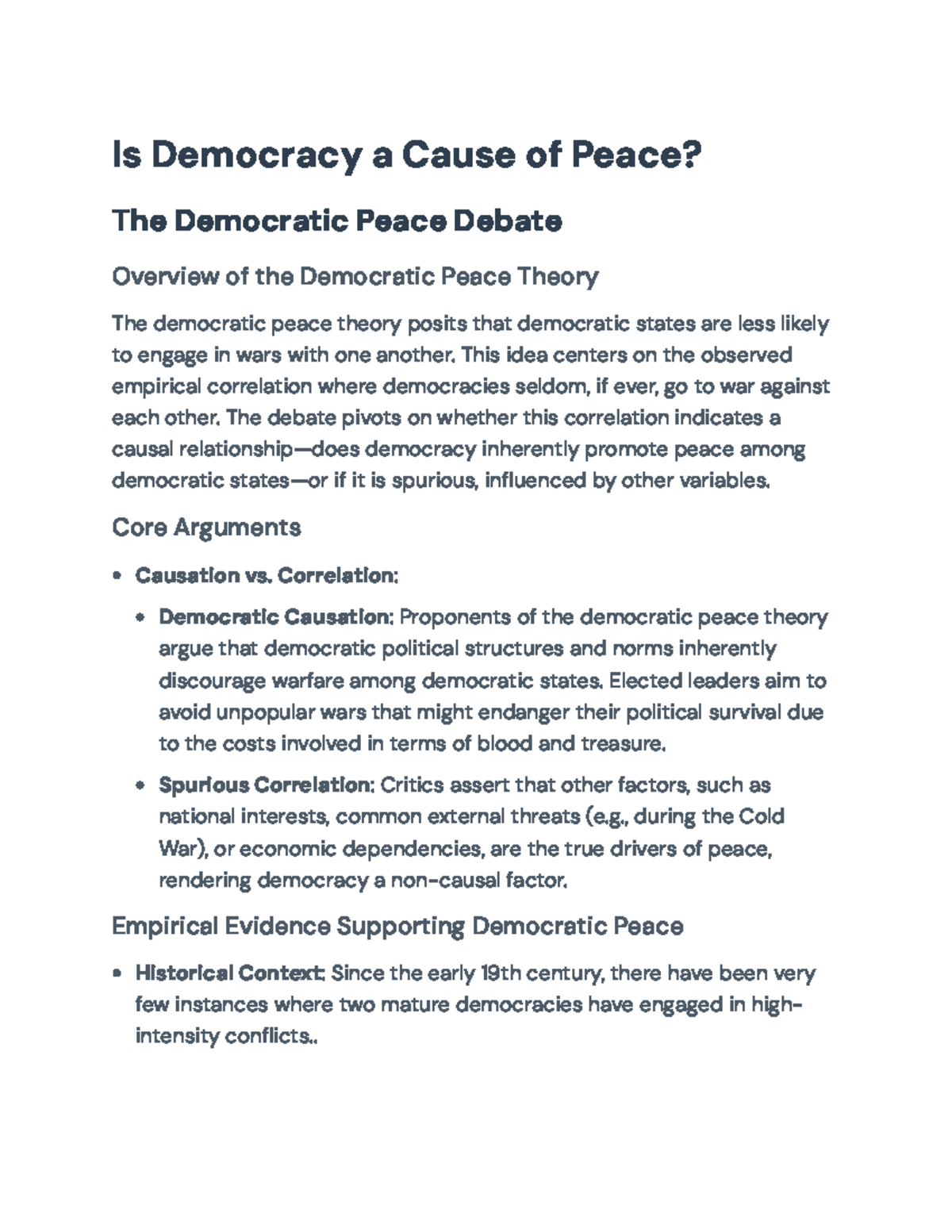 Democratic Peace Theory: Exploring Causation and Correlation Insights ...