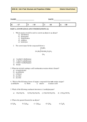 Unit test 4 - Solutions - practice - Knowledge/Understanding (15 marks ...