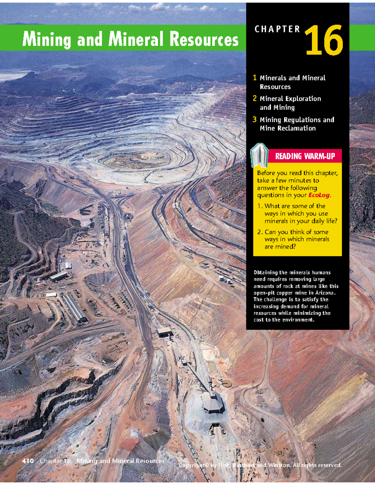 Mining and Mineral Resources CHAPTER 16: Overview and Key Concepts ...