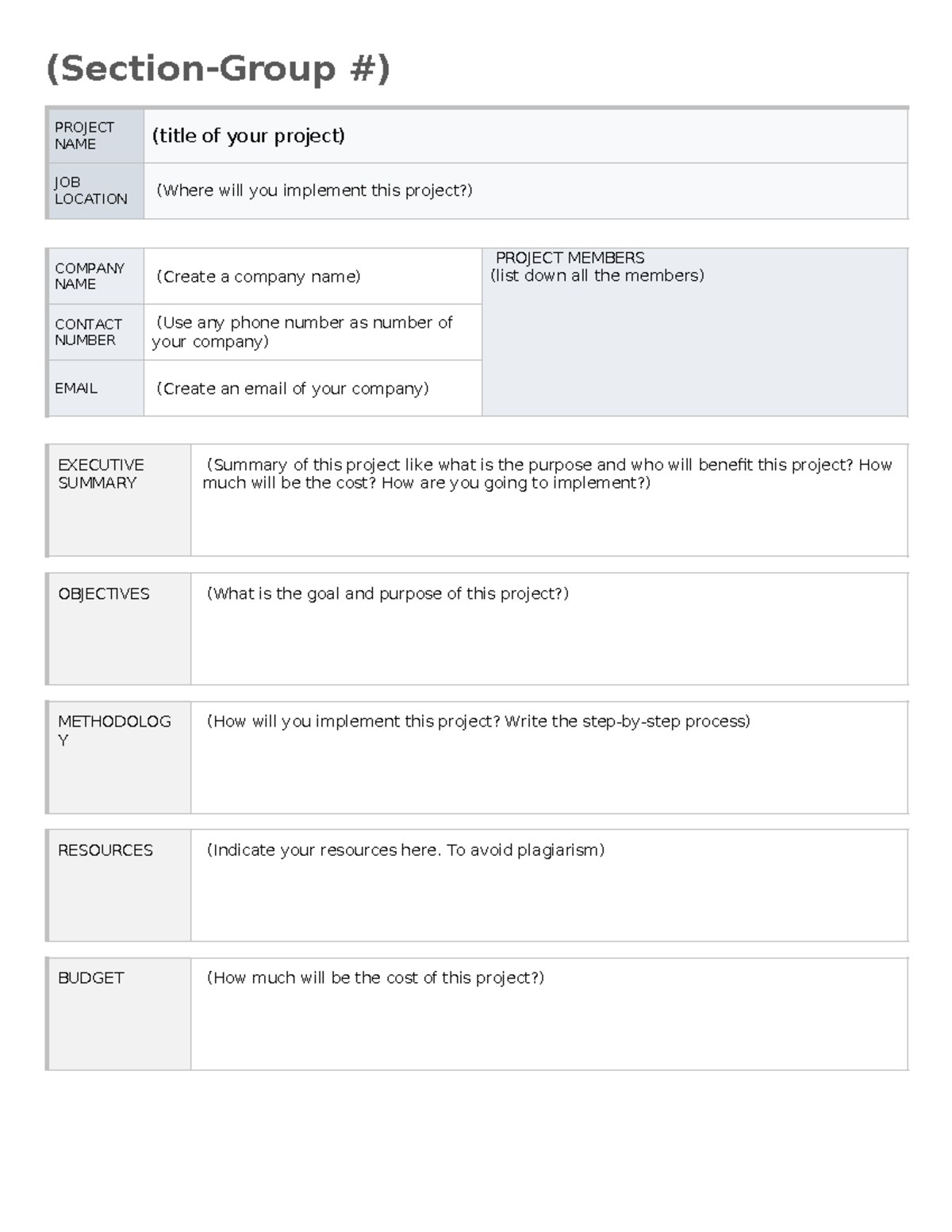Project- Proposal- Template - (Section-Group #) PROJECT NAME (title of ...