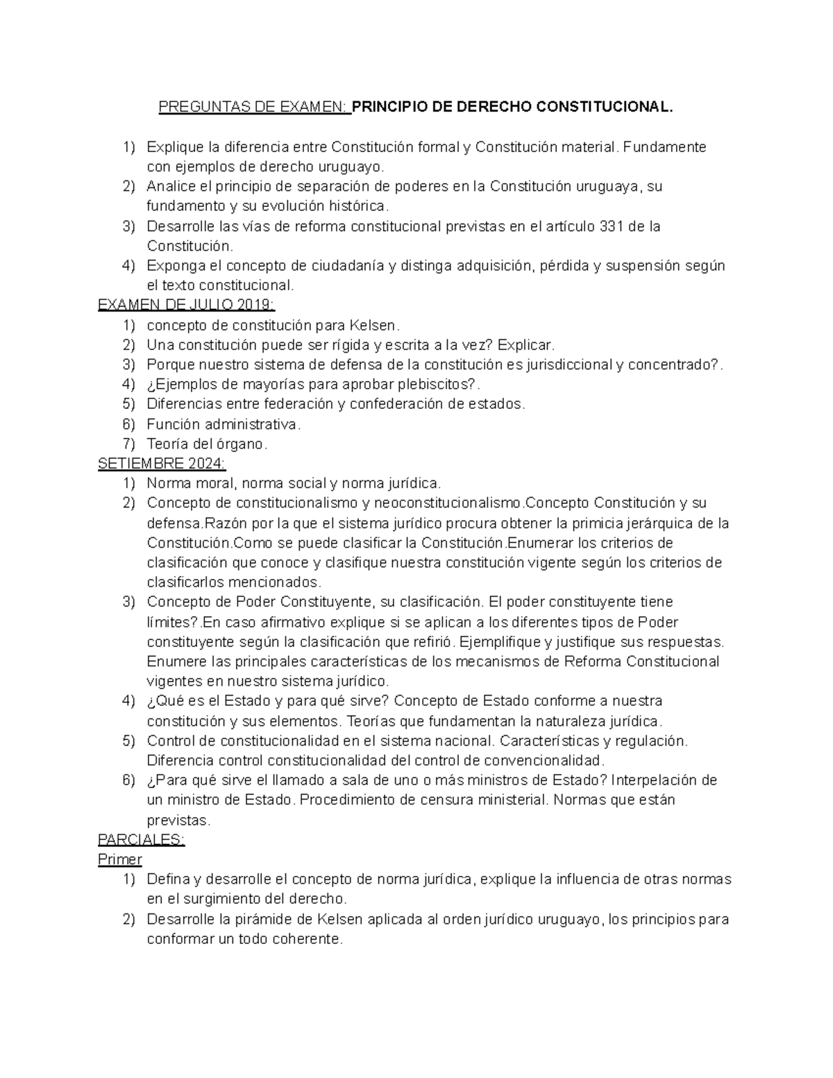 Examen de Derecho Constitucional: Preguntas y Análisis 2019-2024 - Studocu