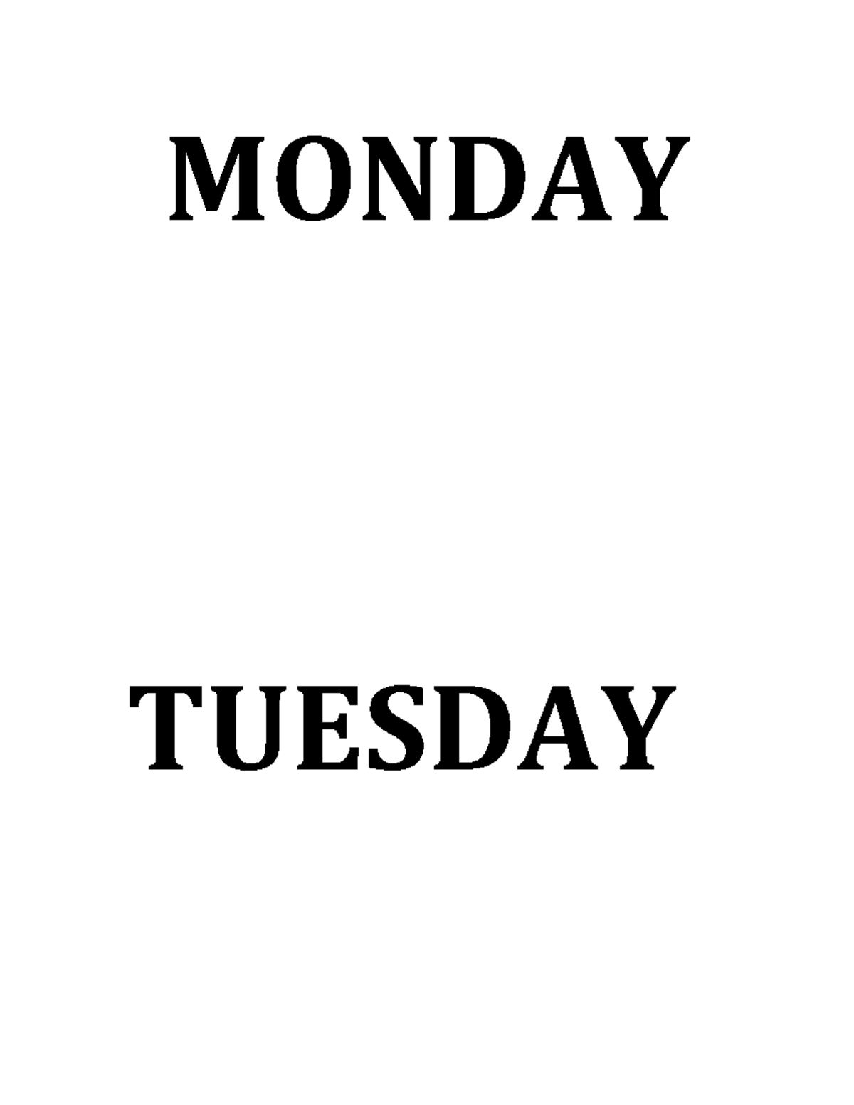 Days of the Week Flashcards Large - Lenguajes - MONDAY TUESDAY ...