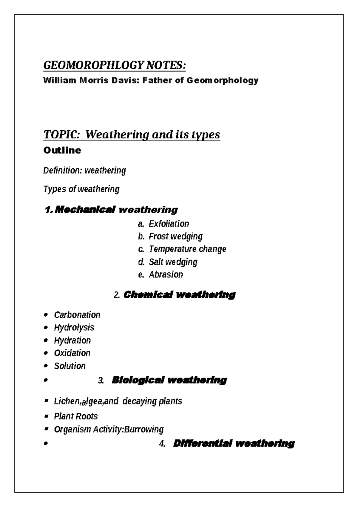 Geomoroph 12 - USEFUL FOR STUDY - ####### GEOMOROPHLOGY NOTES: William ...