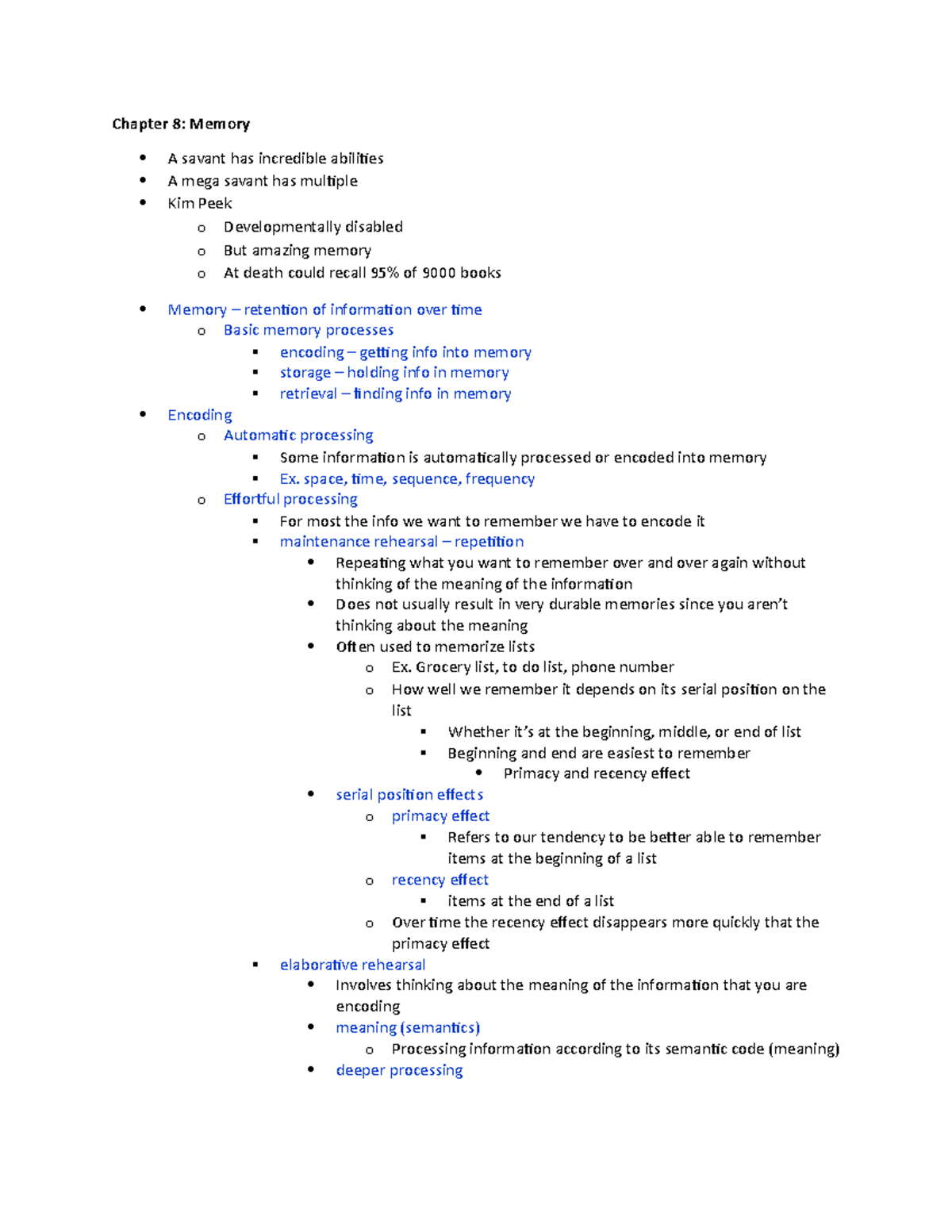 Chapter 8: Memory - Understanding Encoding, Storage, and Retrieval ...
