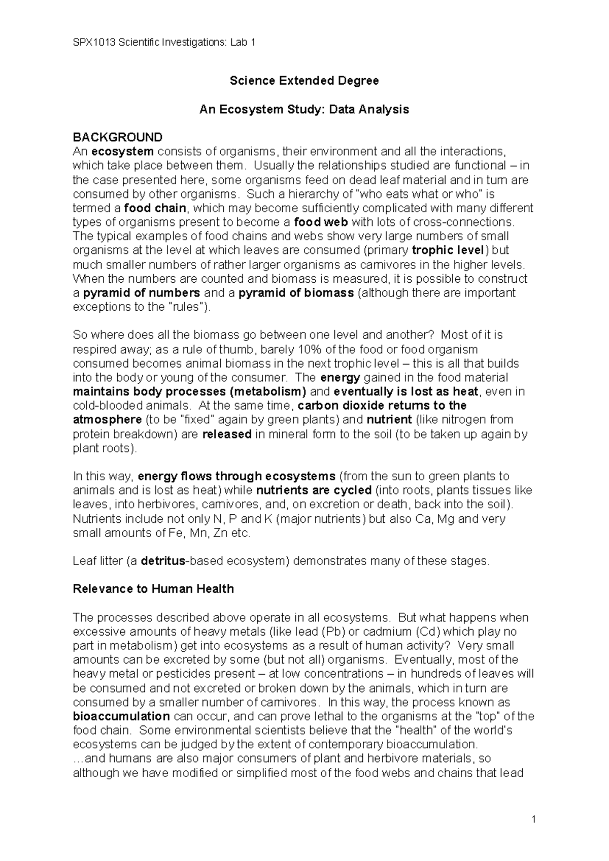 Lab 1 Data Collection Ecology 2025 2 - Science Extended Degree An ...