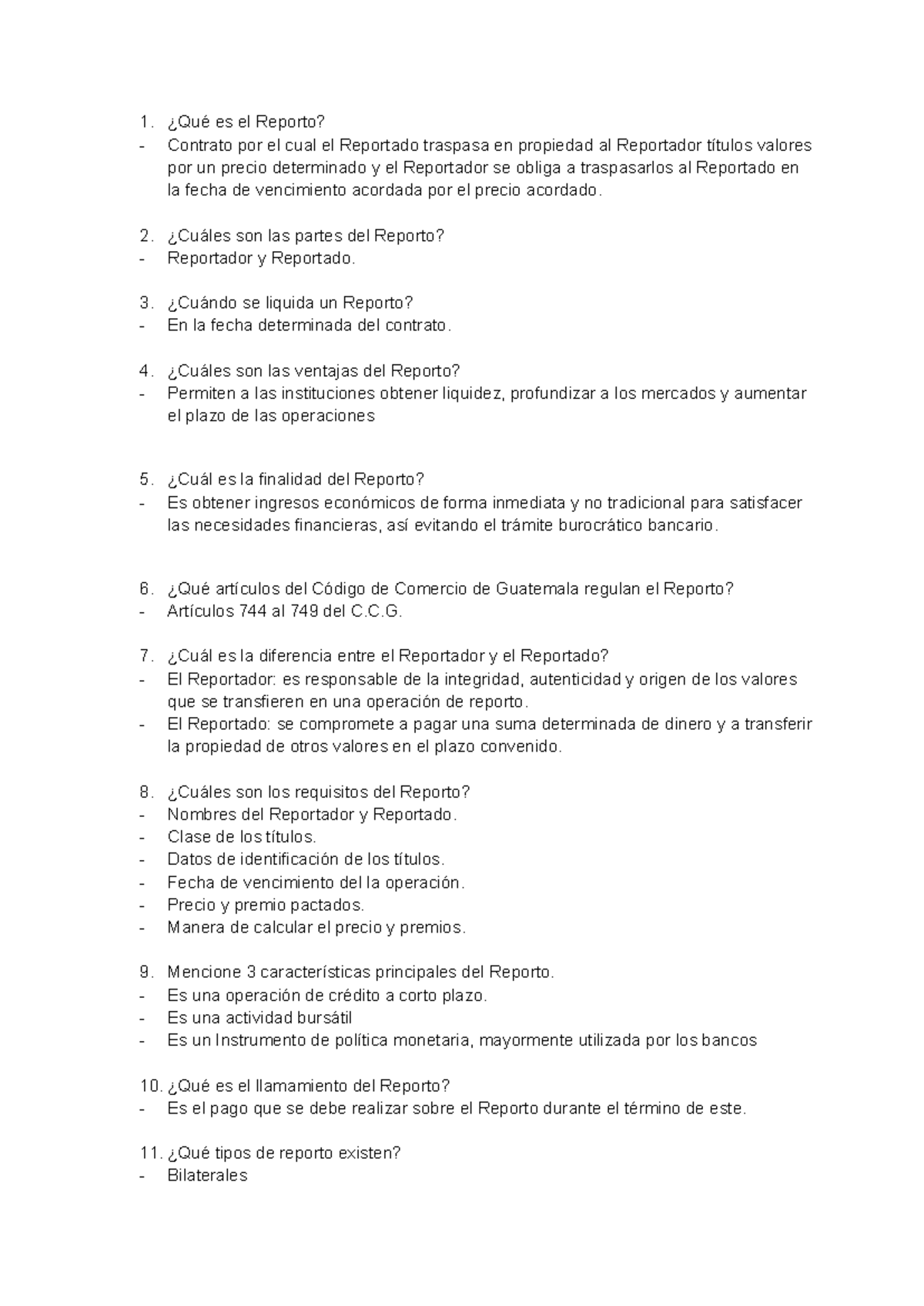 Guías de Estudio para Reporto - Preguntas y Respuestas - Studocu
