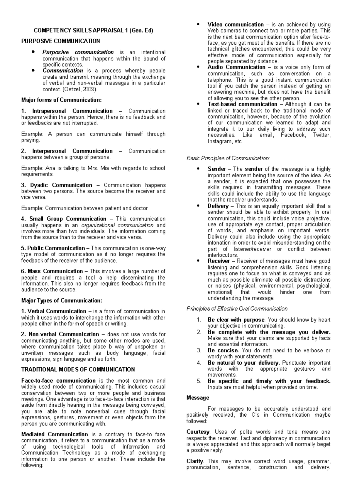 Purposive Communication Skills Appraisal 1 Reviewer (Gen. Ed) - Studocu