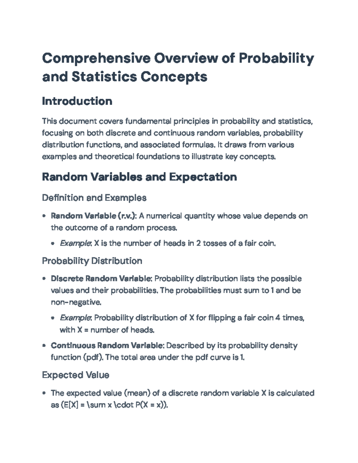 Comprehensive Guide to Probability & Statistics Concepts (STAT101 ...
