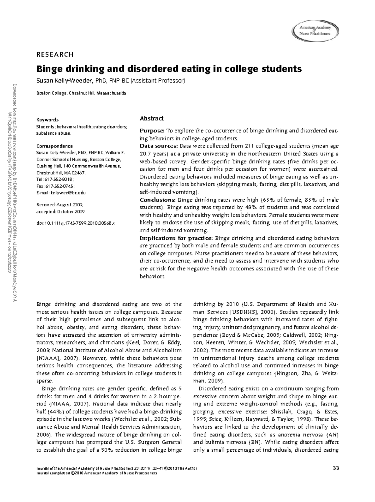 **Exploring Binge Drinking and Disordered Eating in College Students ...