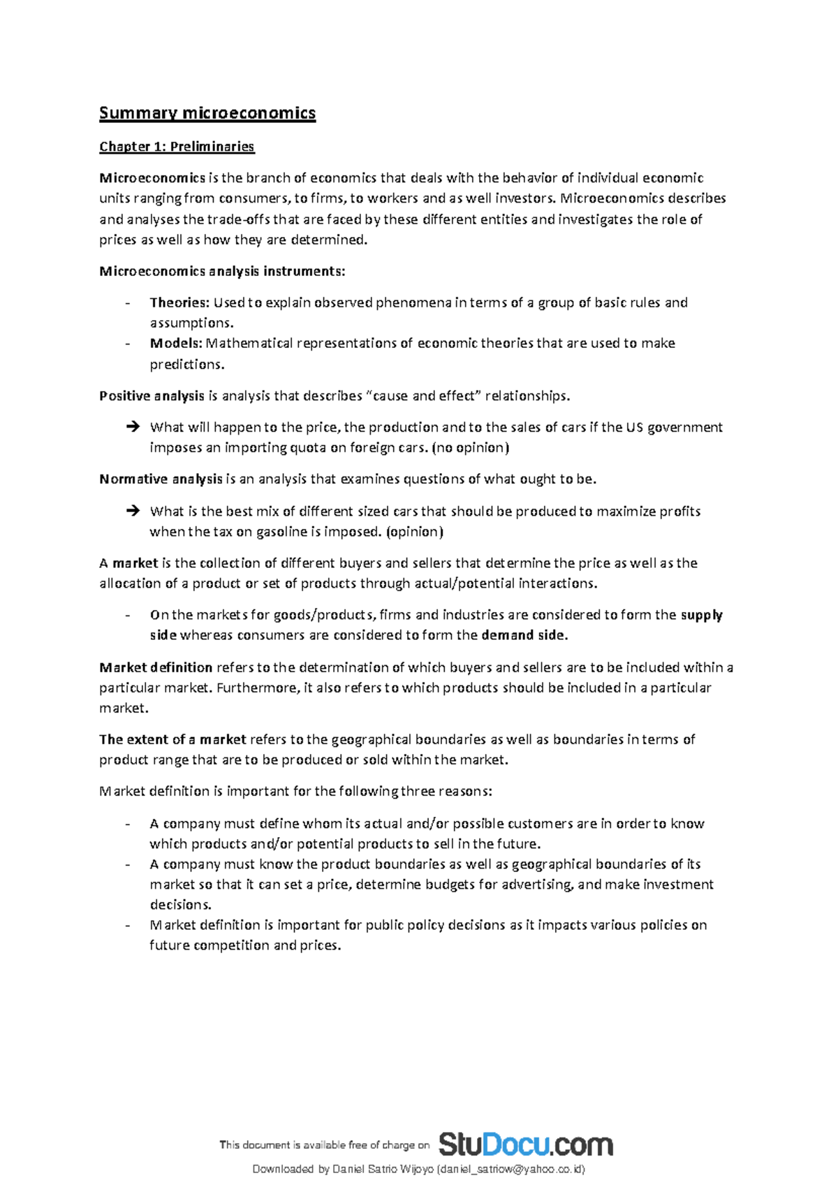 Summary of Microeconomics (ECON 101): Chapters 1-7 Insights - Studocu