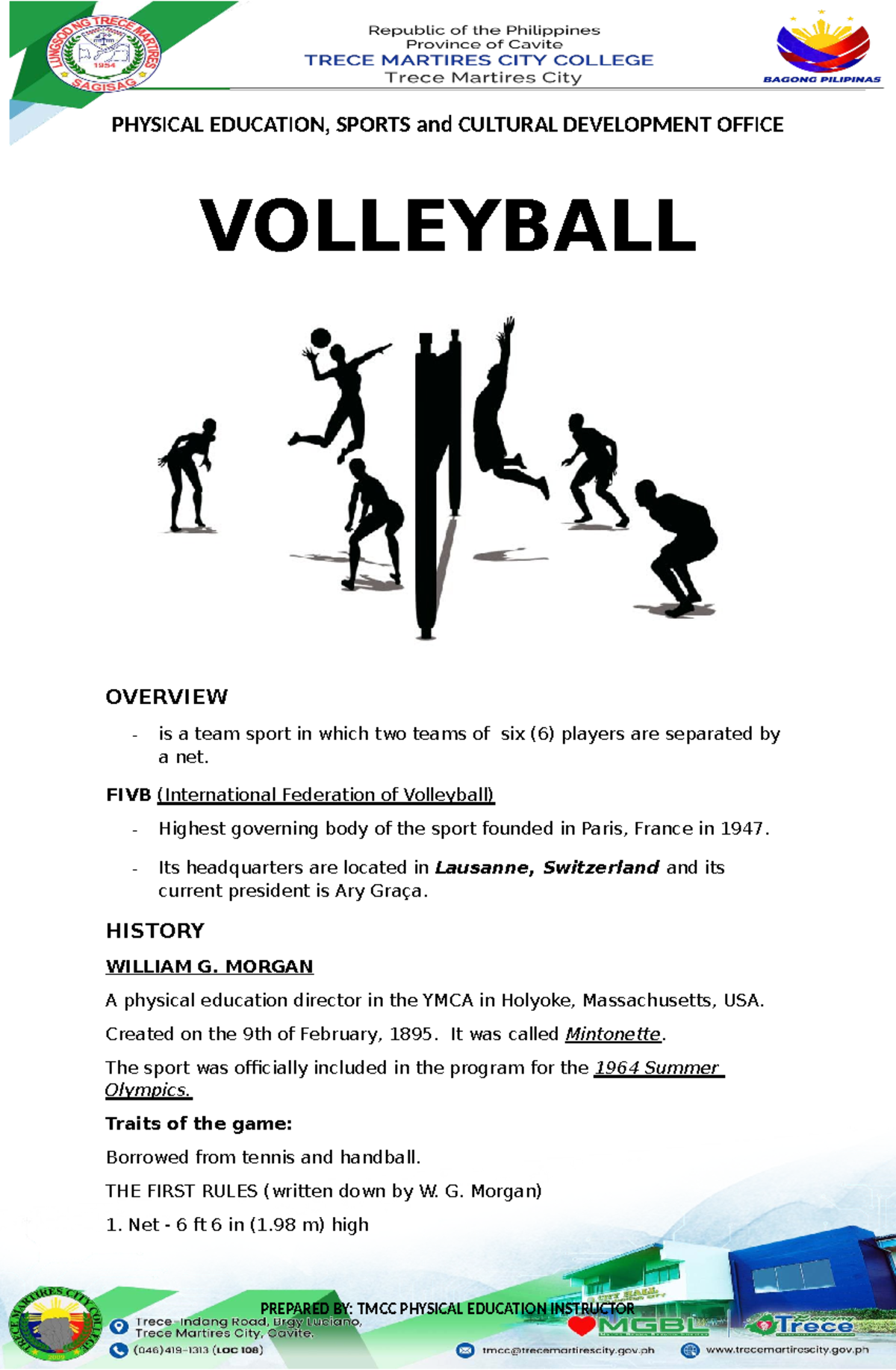 PHED104 Volleyball Overview and Basic Skills Guide 2025 - Studocu