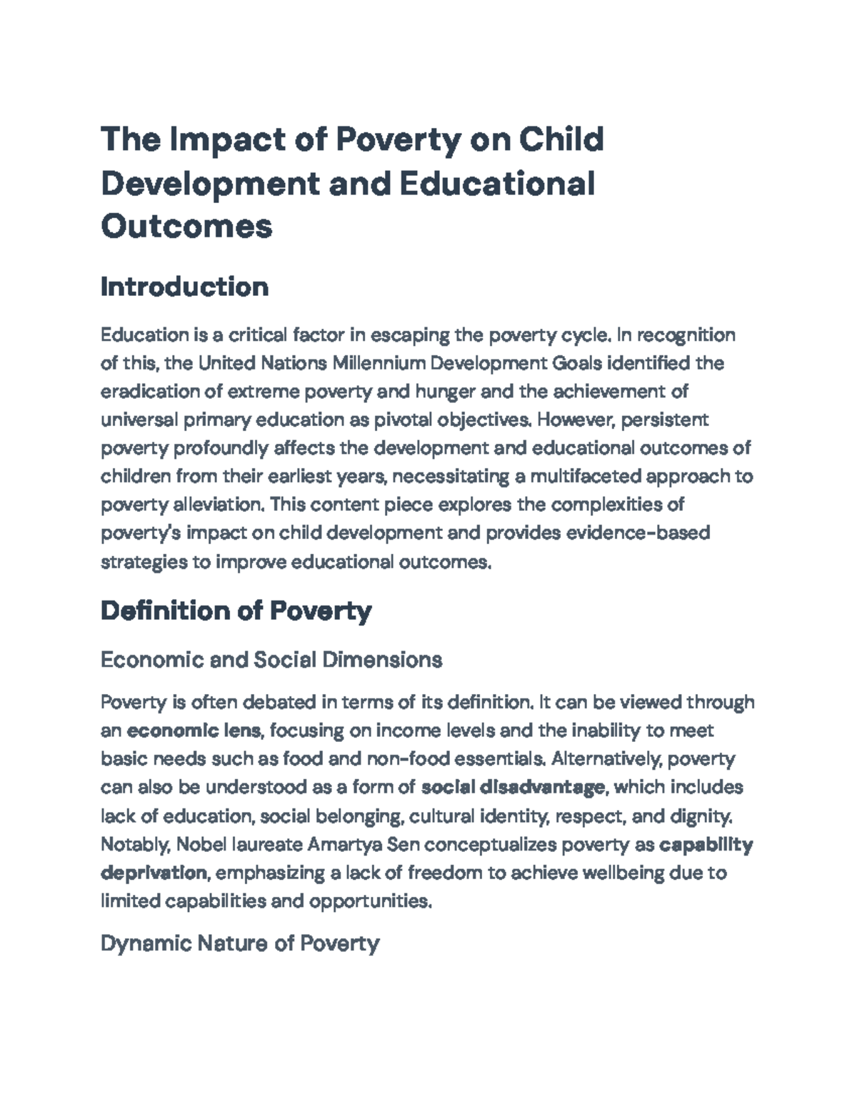 The Impact of Poverty on Child Development and Educational Outcomes ...