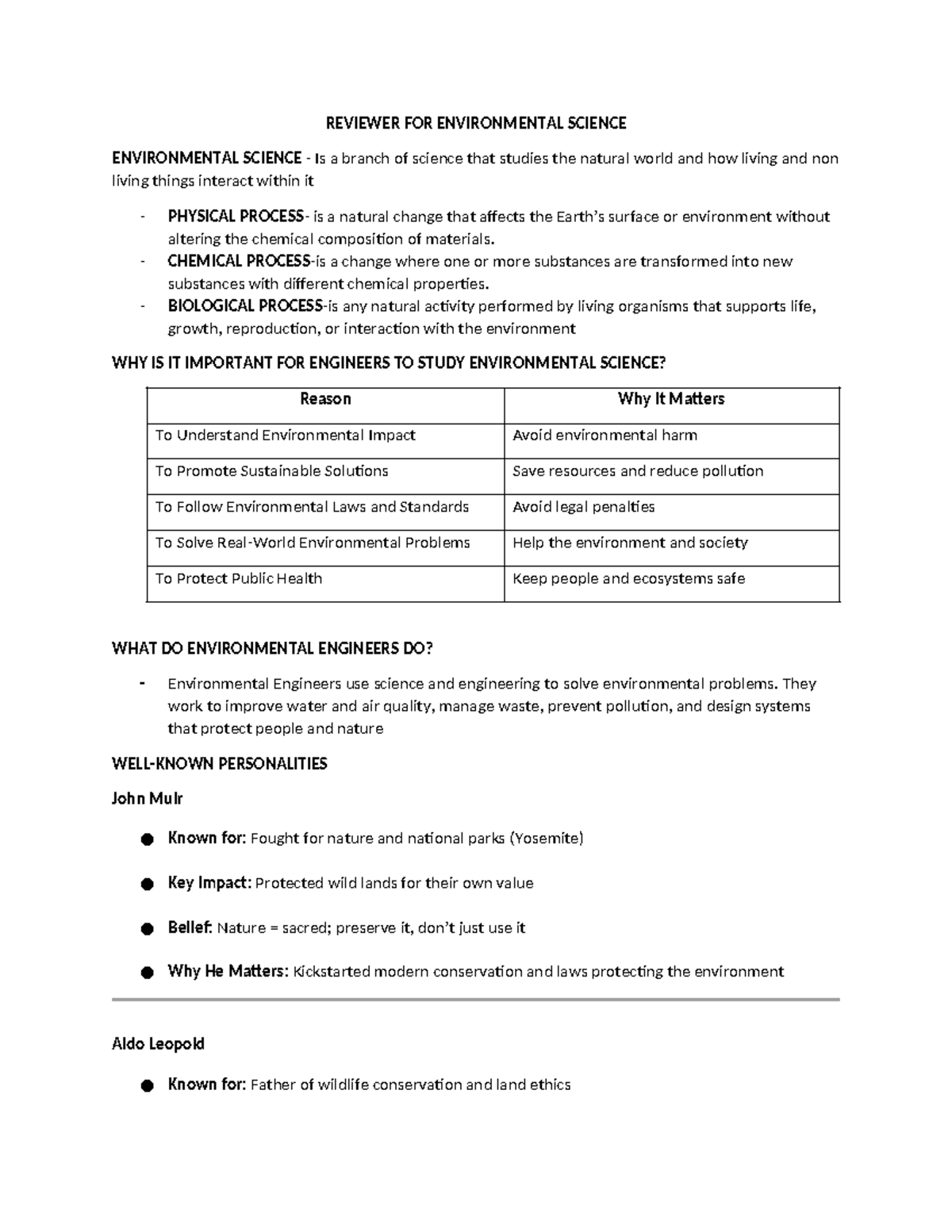REVIEWER FOR ENVIRONMENTAL SCIENCE: Key Concepts and Cycles - Studocu