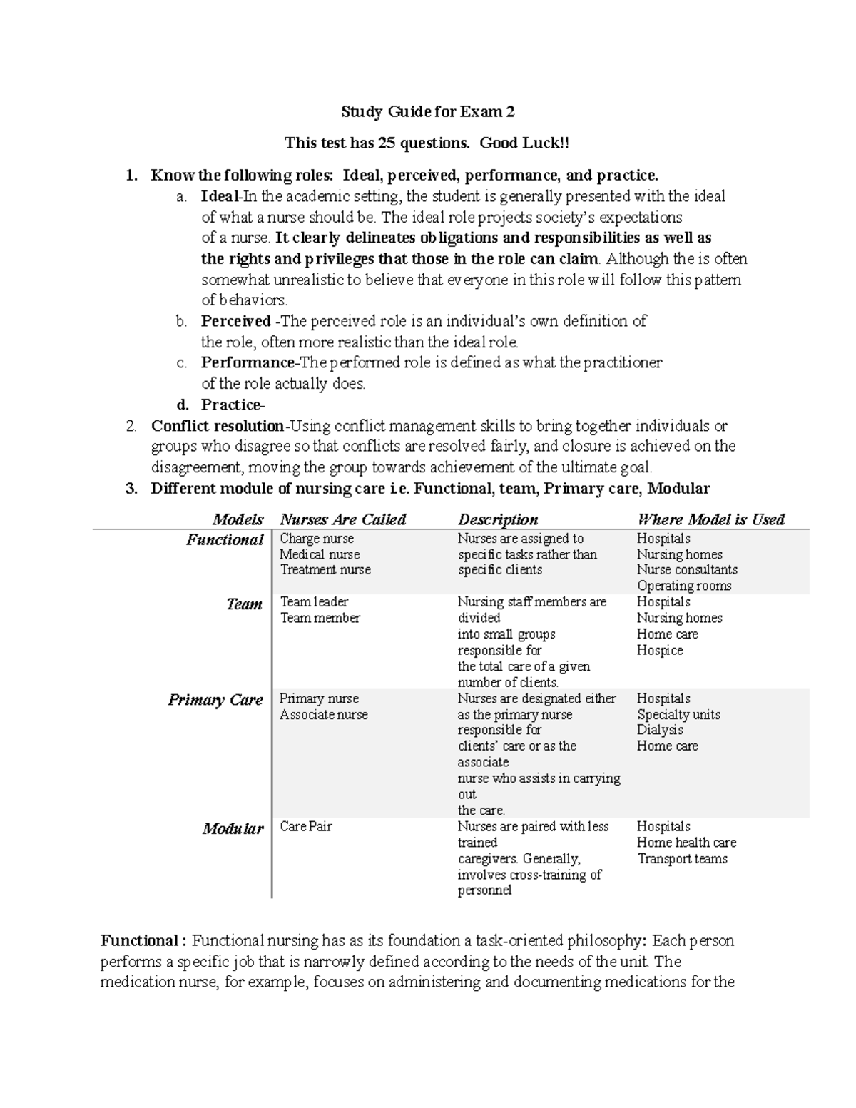 Nursing Study Guide for Exam 2: Key Concepts and Management Styles ...
