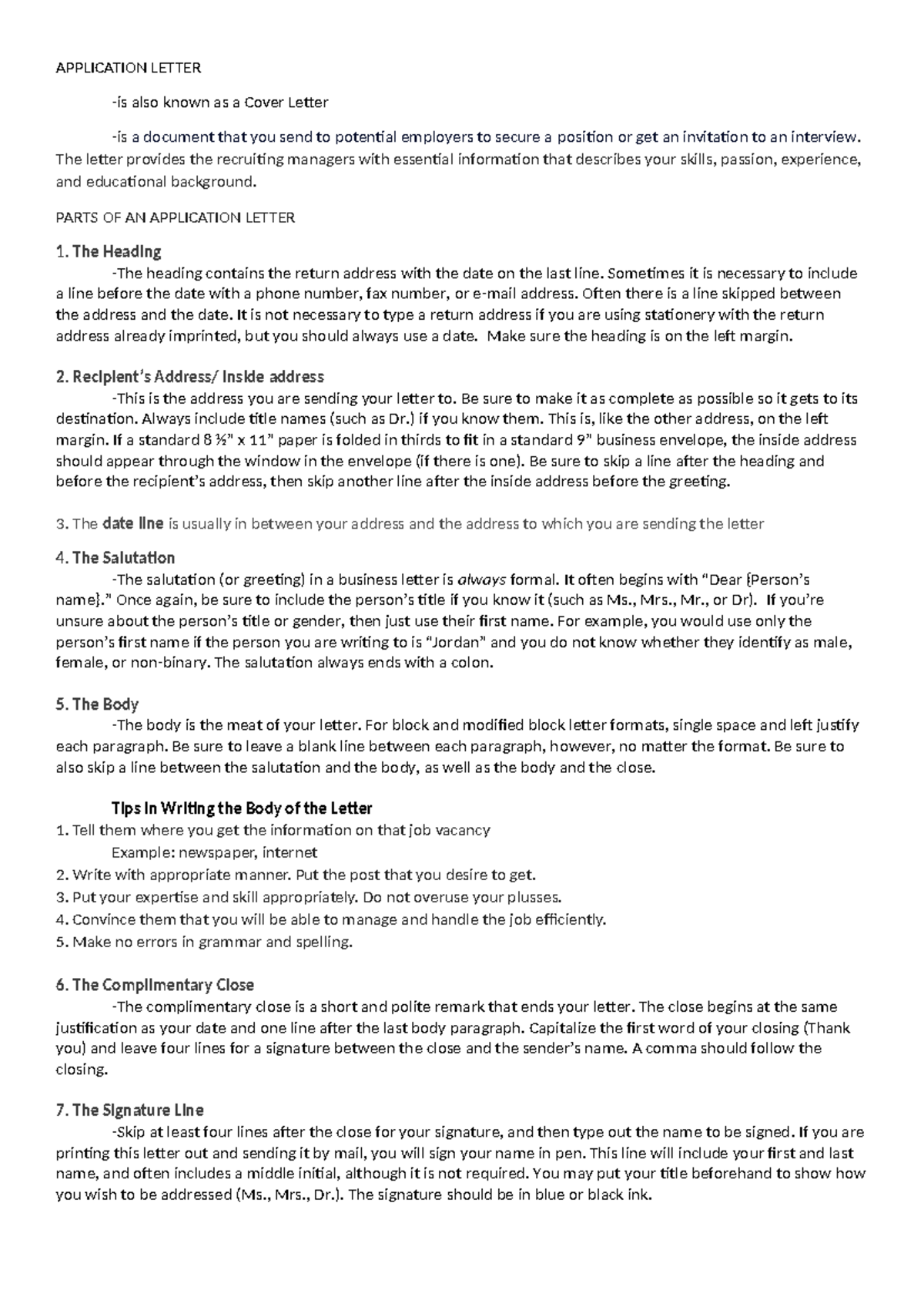 Application Letter Guide for Inbound 7453286954706033433 - Studocu
