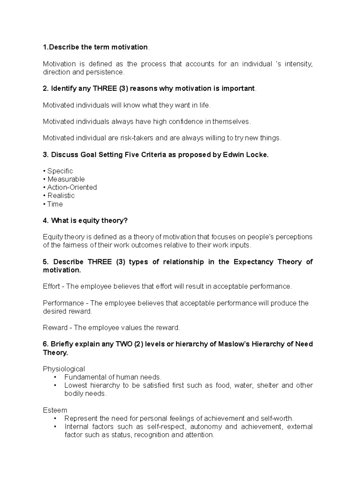 OBM260 Week 10: Understanding Motivation Theories and Concepts - Studocu