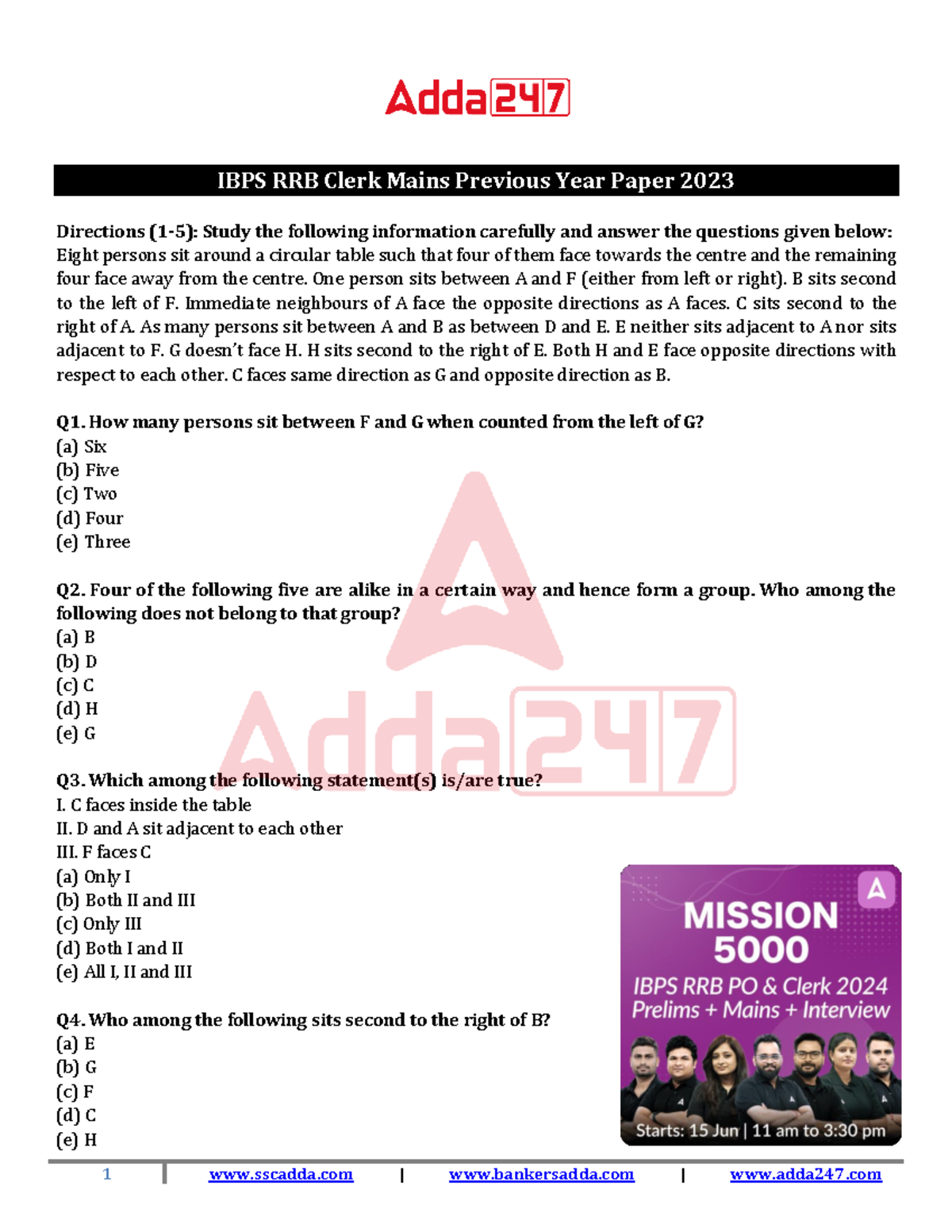 RRB Clerk Mains 2023 Memory Based - IBPS RRB Clerk Mains Previous Year ...