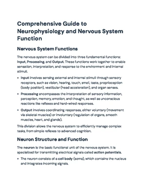 Nervous System - Study Notes & Assignments - Studocu