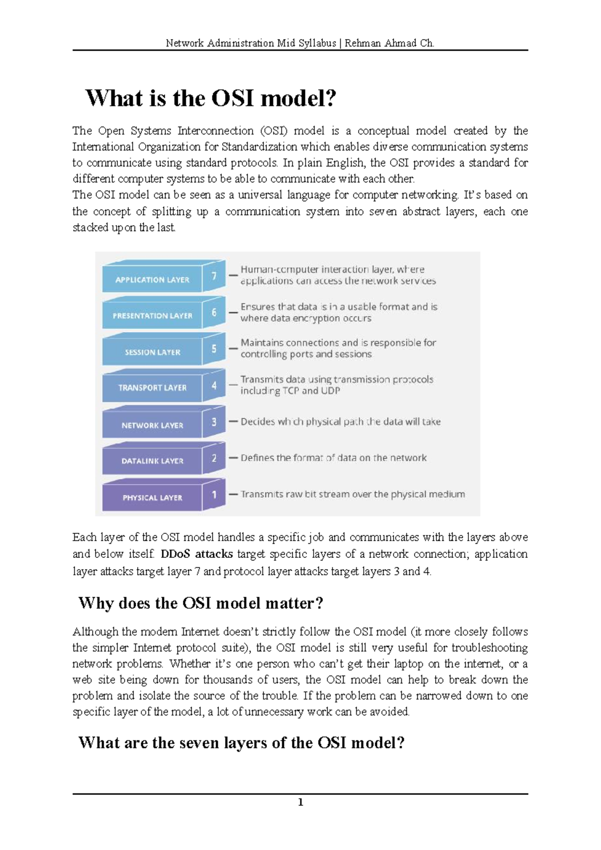 Mid syllabus - These are mid notes - What is the OSI model? The Open ...