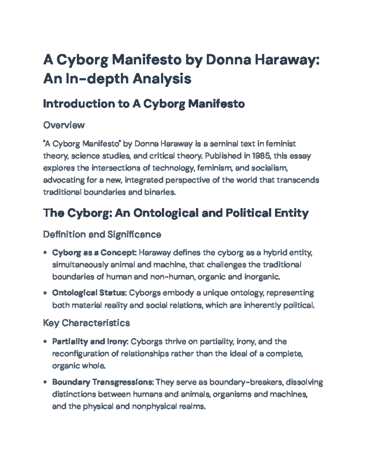 A Manifesto (Feminist Theory) An Indepth Analysis and