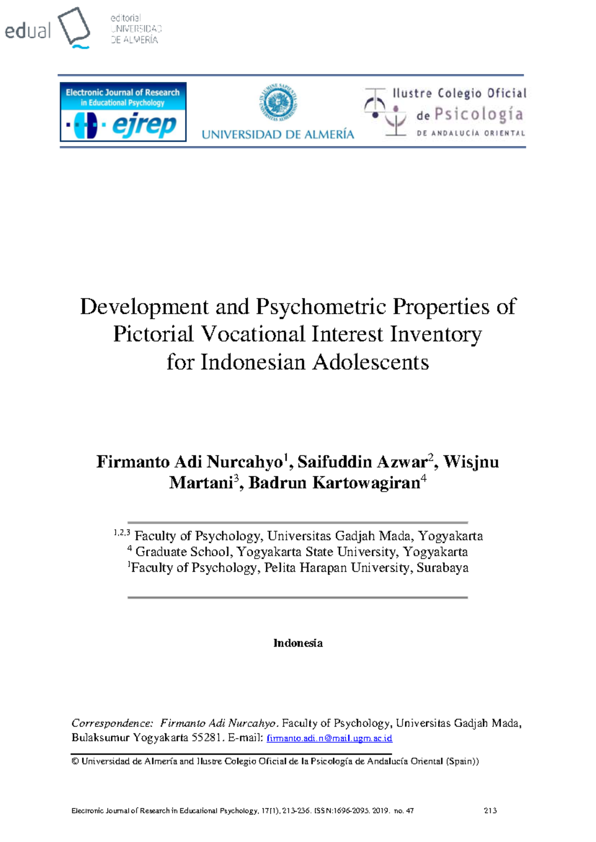 Development and Psychometric Validation of PVII for Indonesian ...