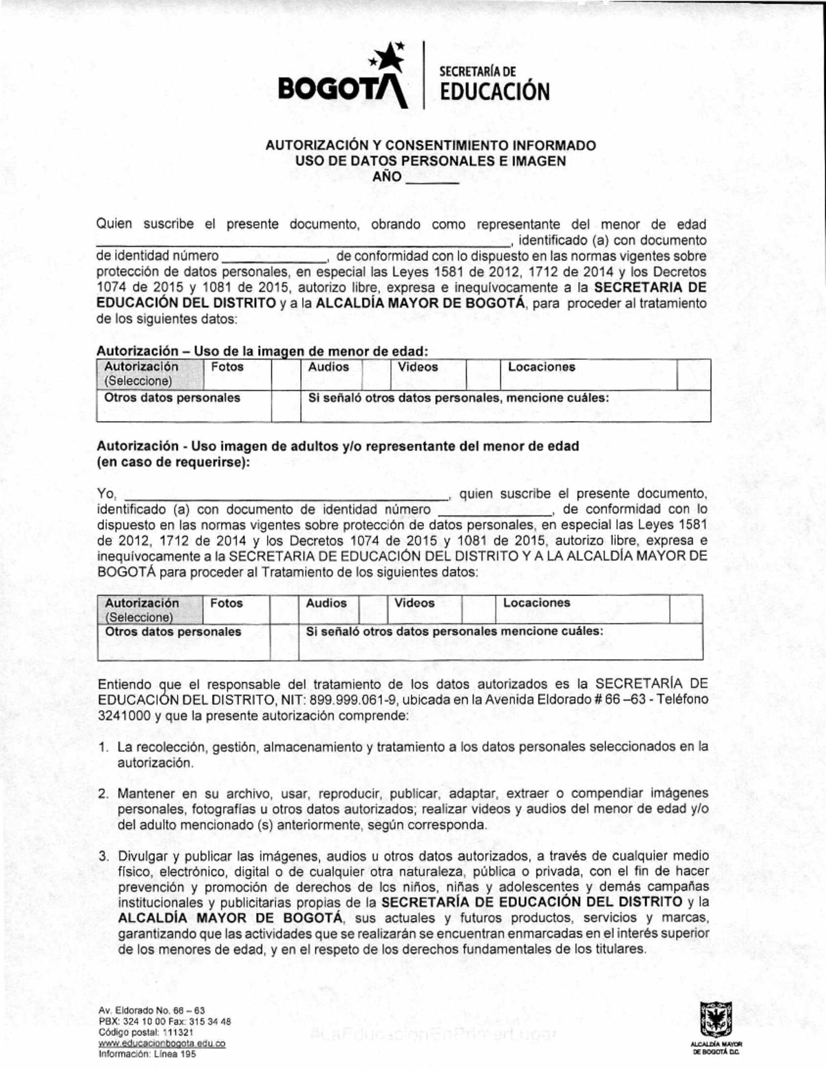 Autorización y Consentimiento para Uso de Imagen - BOGOTA - Document Preview