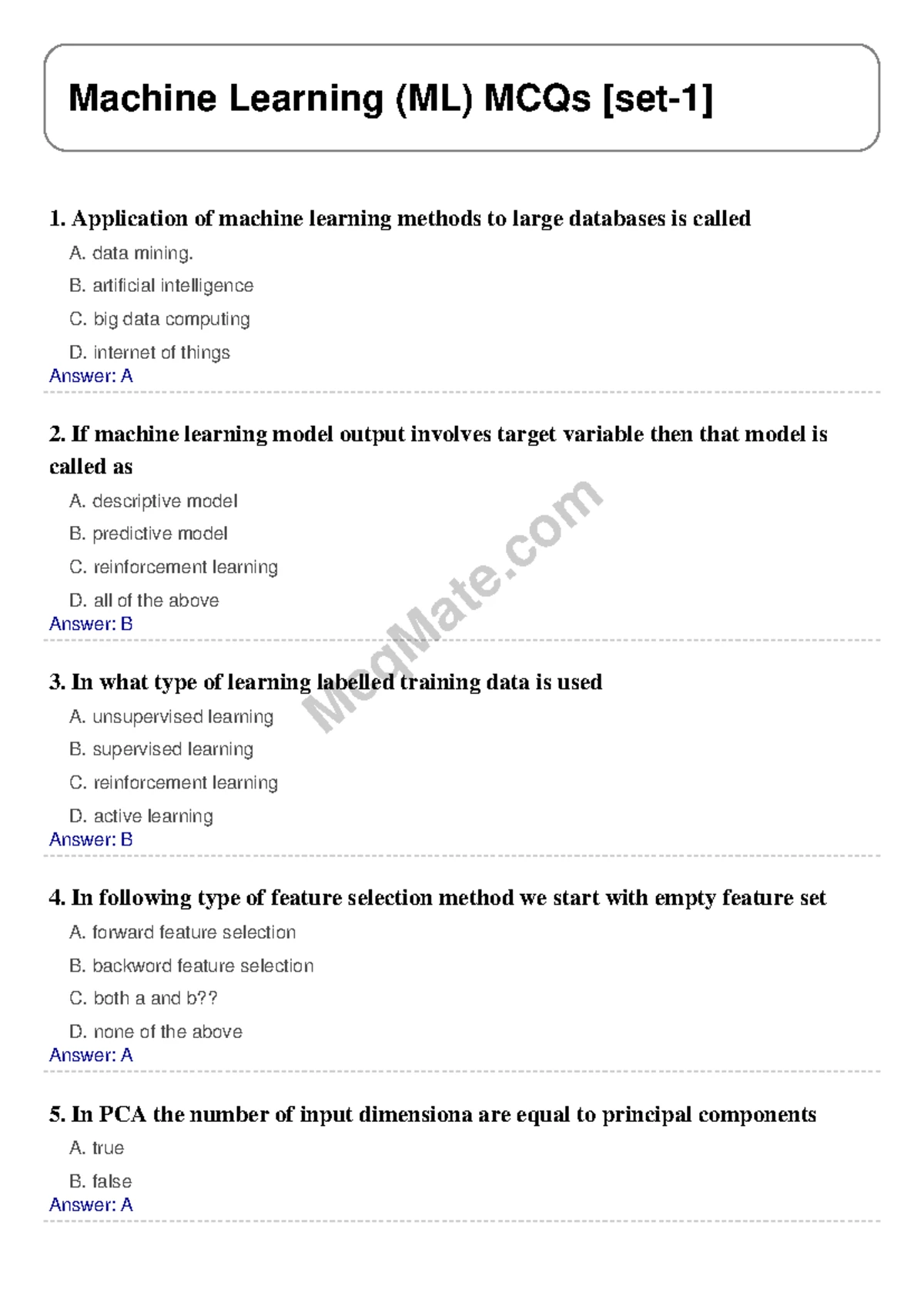 ML VIVA Questions & Key Concepts in Machine Learning (CS101) - Studocu