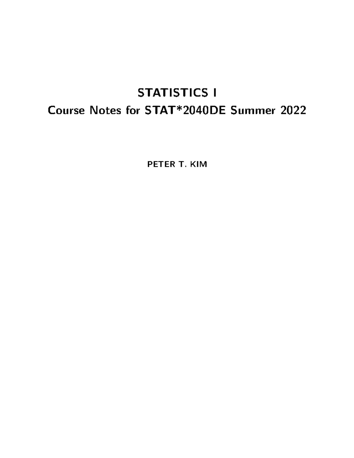 STAT 2040 DE Course Notes: Intro to Statistics Overview - Studocu