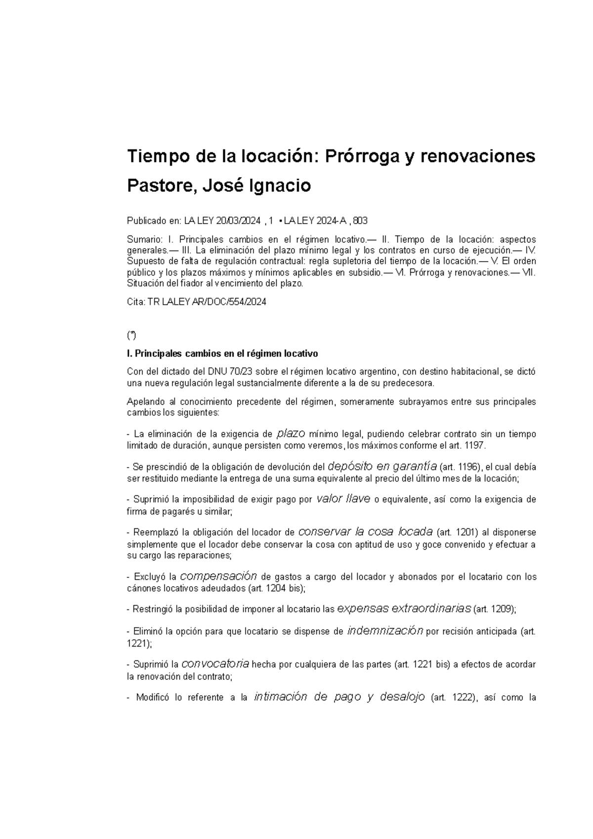 Cambios en el Régimen de Locación: Prórroga y Renovaciones (DNU) - Studocu