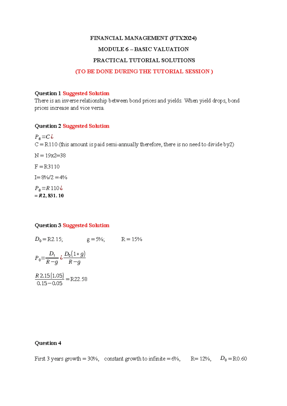 Module 6 - Key Concepts in Basic Valuation (BV) Summary - Studocu
