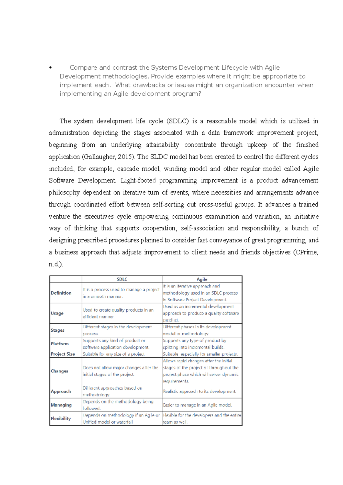 Unit 7 - Comparison of SDLC and Agile Development Methodologies - Studocu