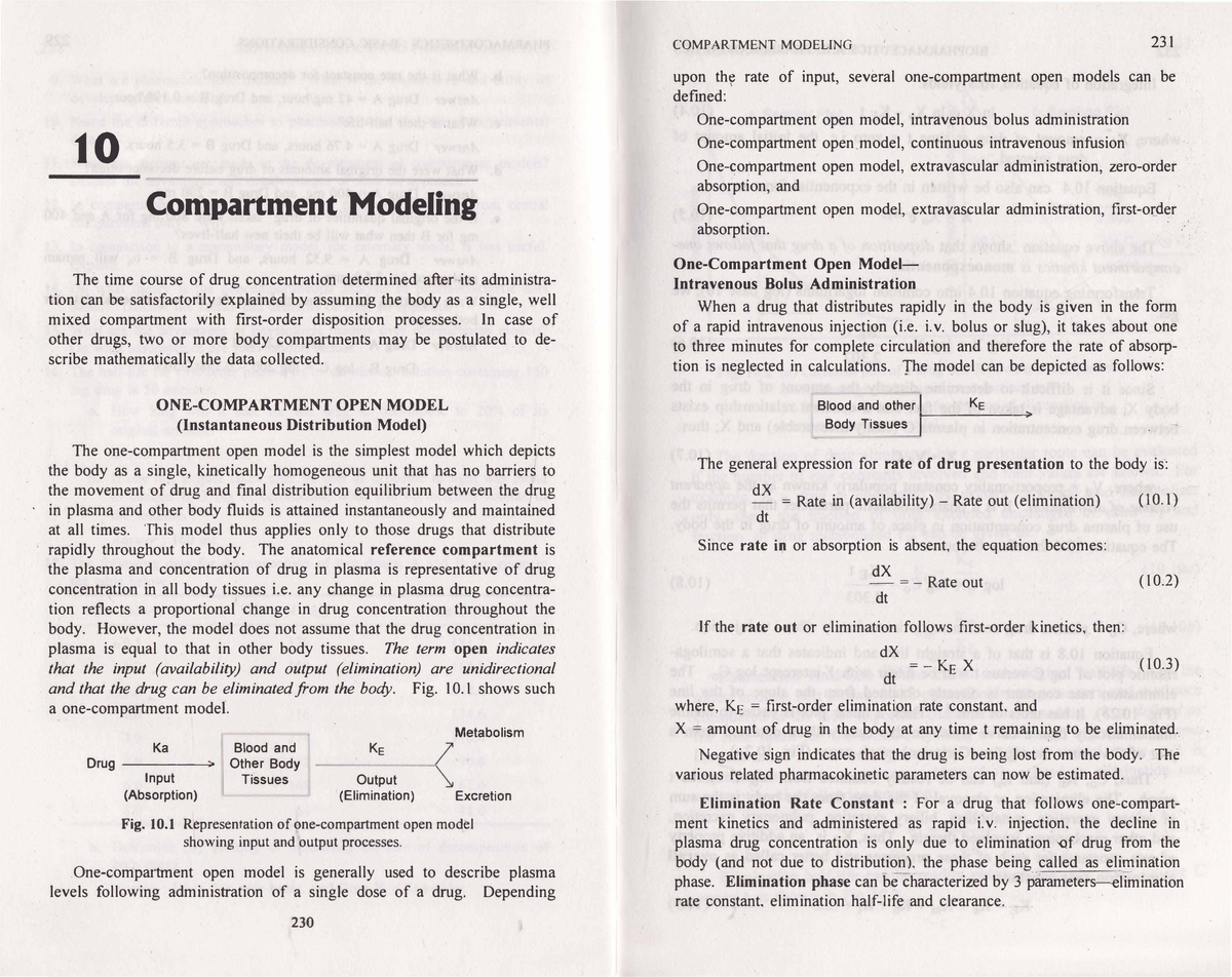 231 COMPARTMENT MODELING: Open Model Analysis and Pharmacokinetics ...