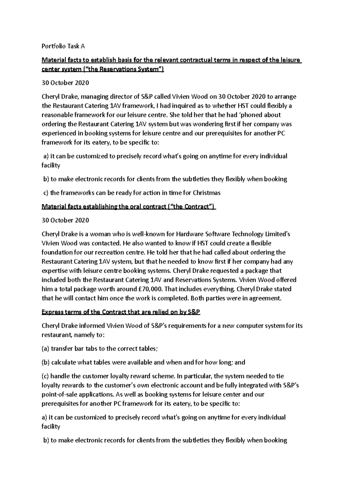 Portfolio Task document A - Studocu