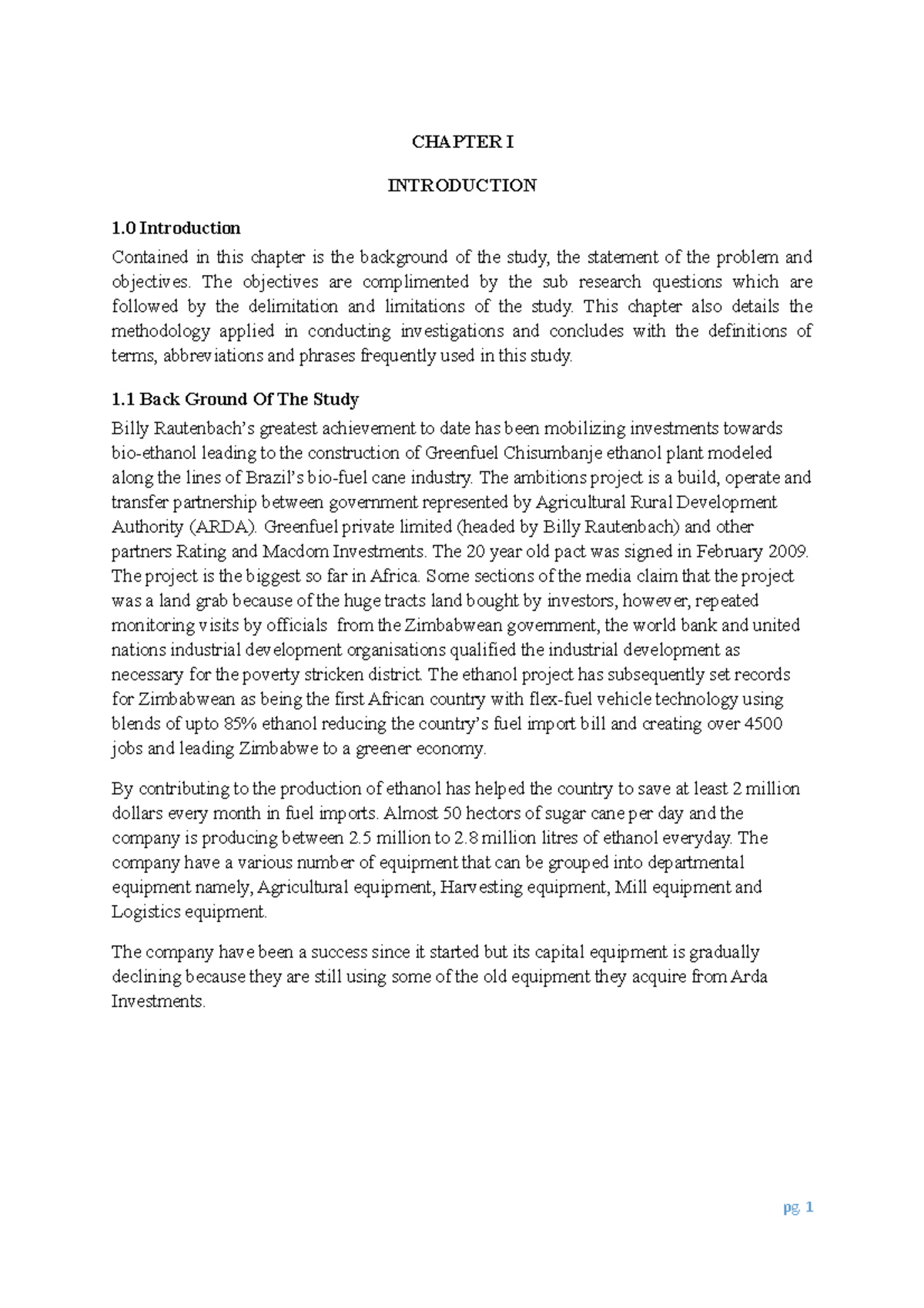 Capital Equipment Acquisition Policy: A Draft Dissertation on Greenfuel ...
