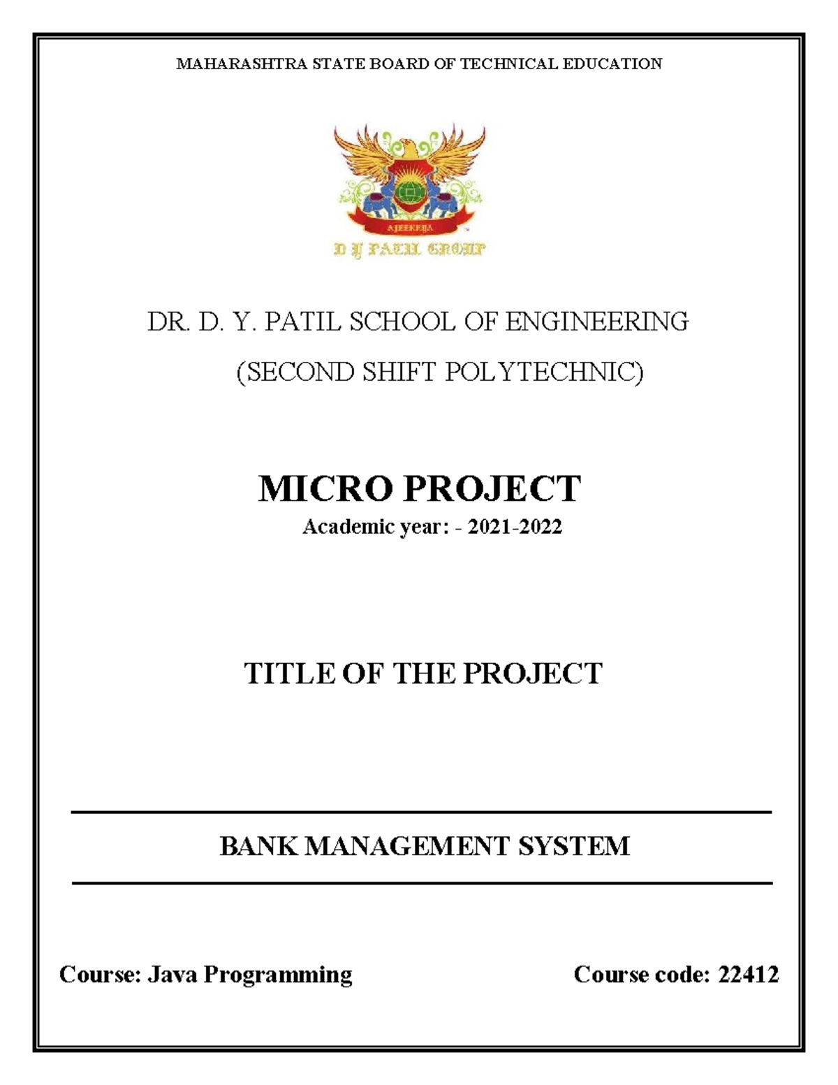 Final Project: Bank Management System in Java (Course Code: 22412 ...