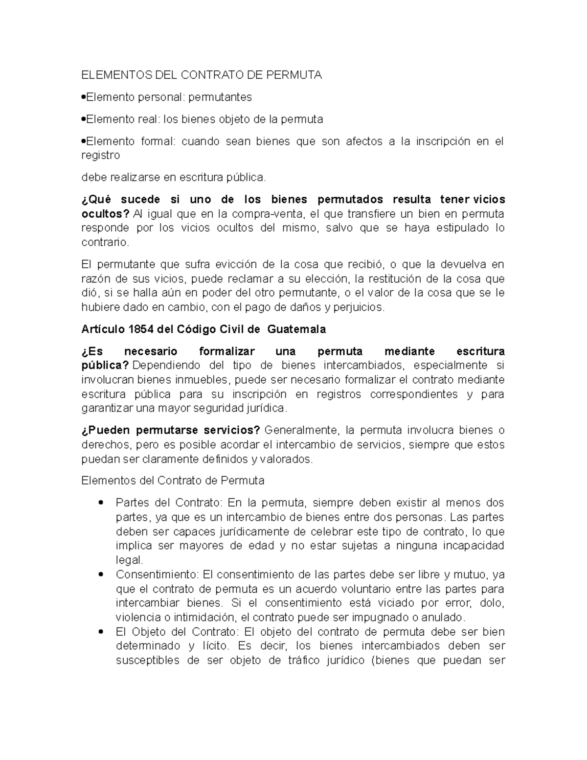 Apuntes sobre el Contrato de Permuta en el Código Civil de Guatemala ...