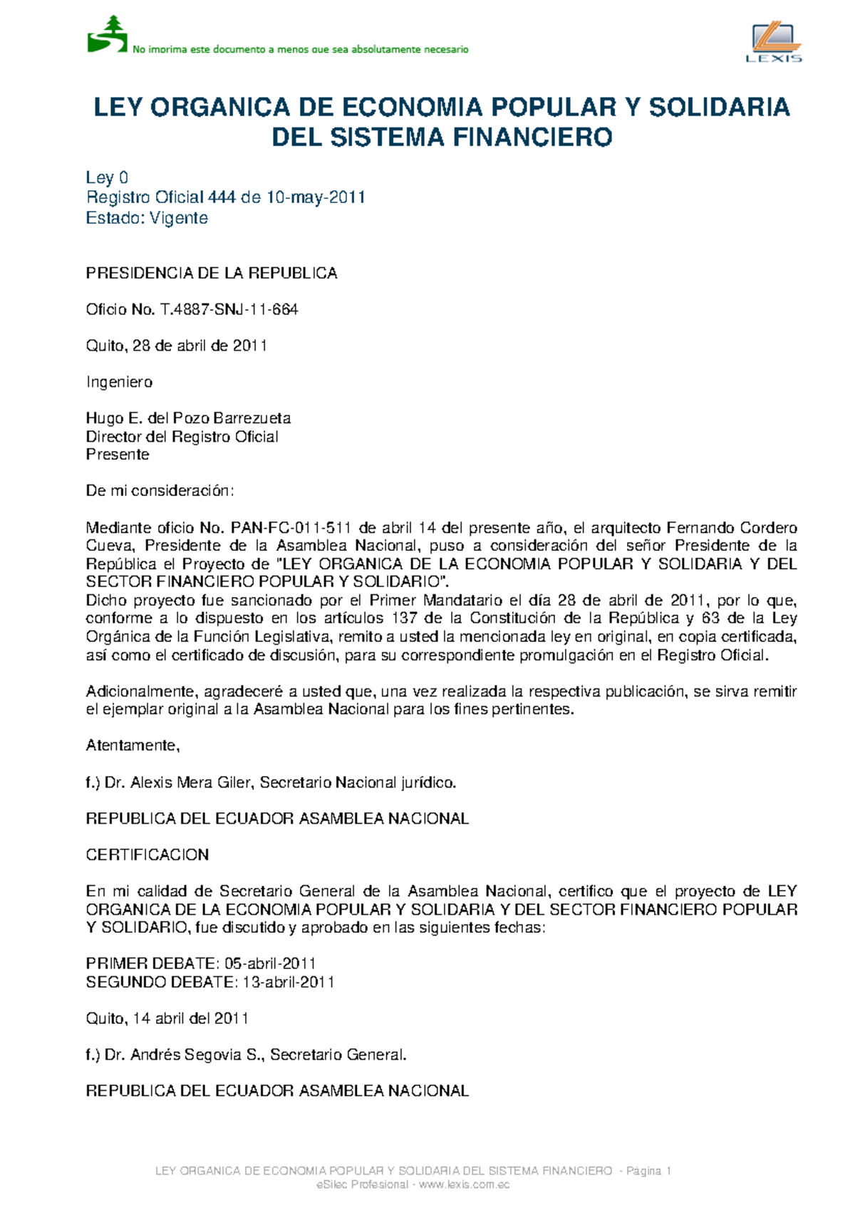 Ley orgánica de la economía popular y solidaria - LEY ORGANICA DE ...