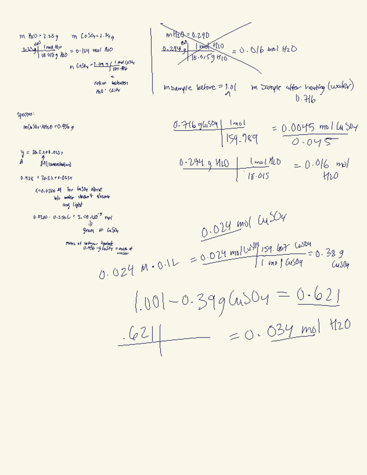 Lab Report: Analysis of CuSO4 Hydrate - M Hz0 2 23 - Studocu
