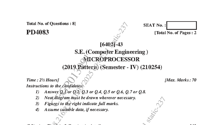 Microprocessor Exam Notes PD4083 (2019 Pattern) - May/Jun 2025 - Studocu