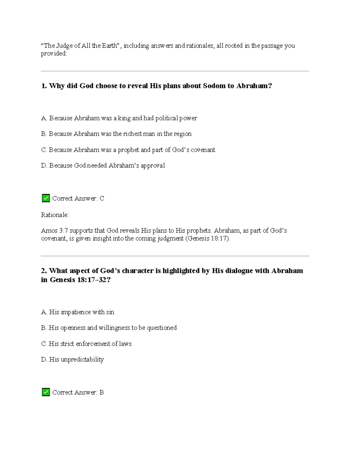 Judgment Insights: Answers &amp; Rationales for Wed Thur Lesson - Studocu