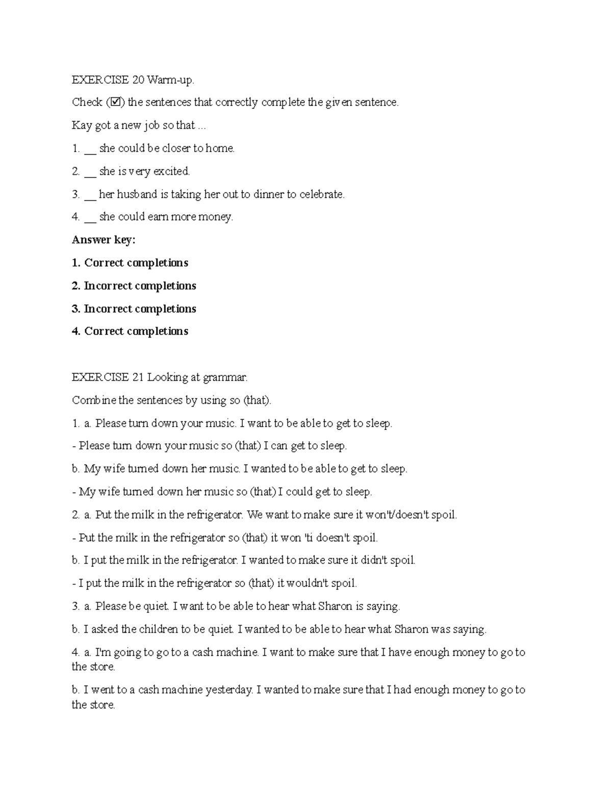 Chapter 19 Exercises 20 & 21: Sentence Completion and Grammar - Studocu