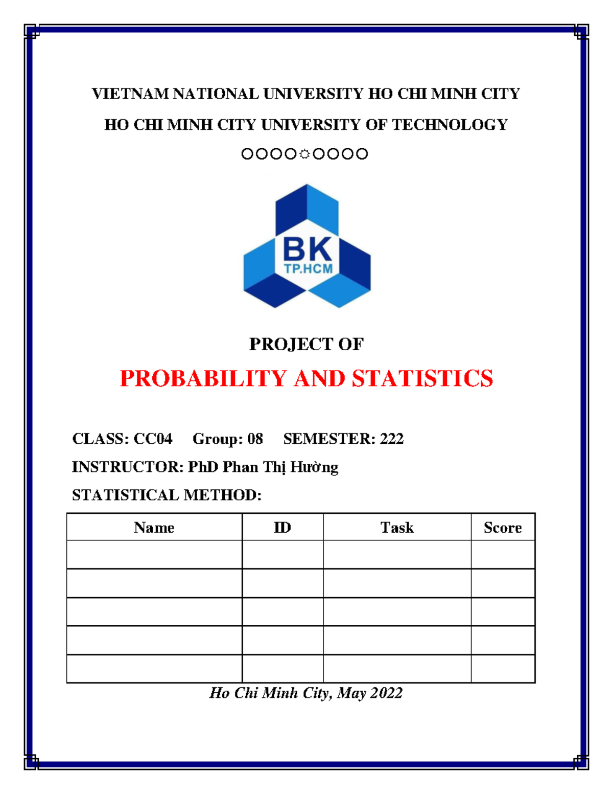 CC04 Group 10 - Project on Probability and Statistics Analysis - Studocu