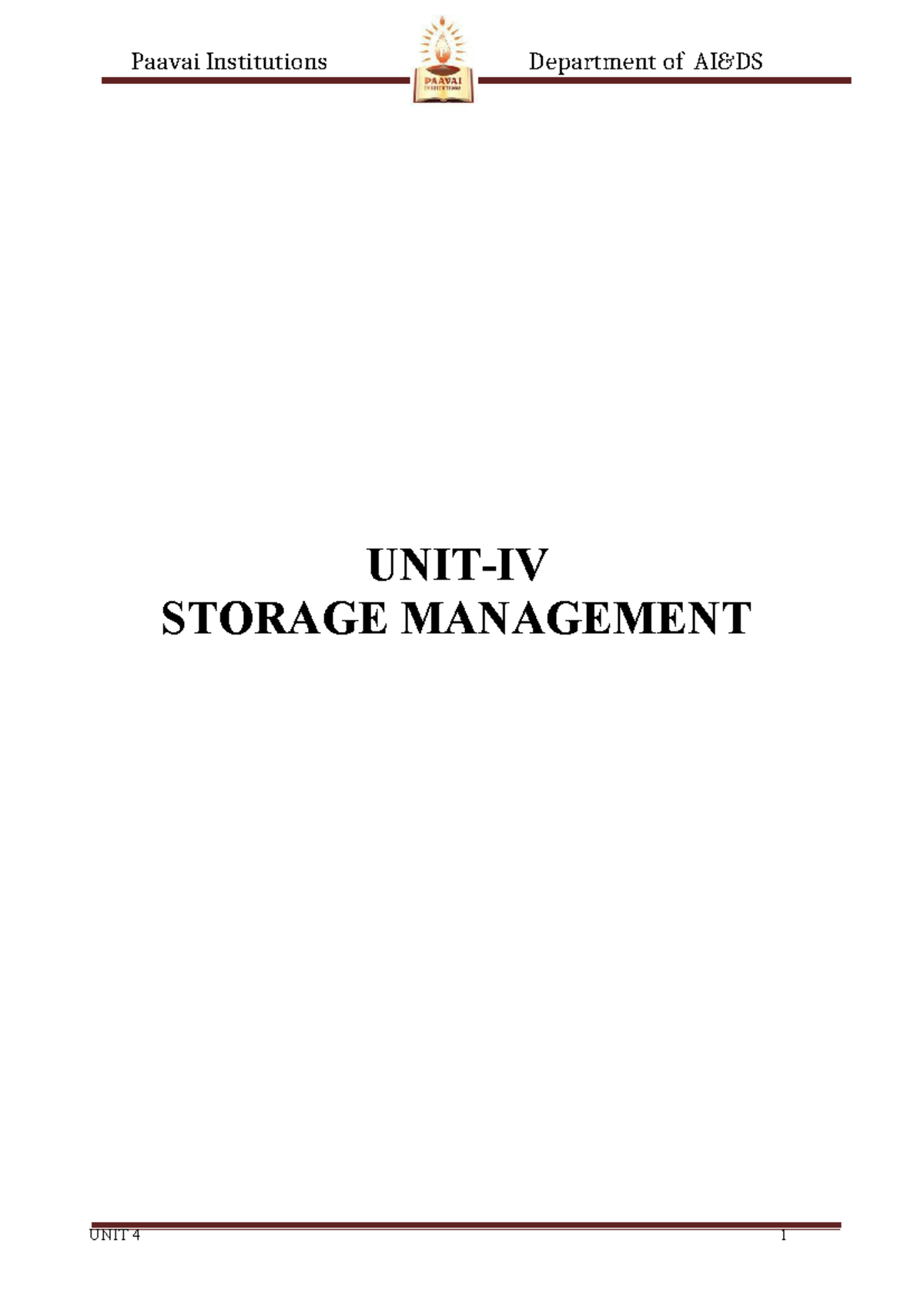 CS3451 - Storage Management Unit 4: Mass Storage Systems and Disk ...