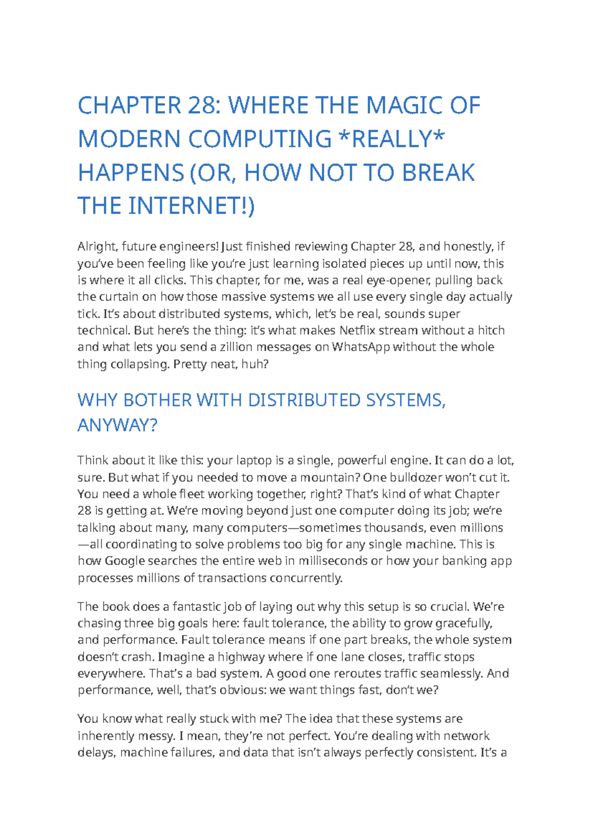 CHAPTER 28: UNDERSTANDING DISTRIBUTED SYSTEMS IN MODERN COMPUTING - Studocu