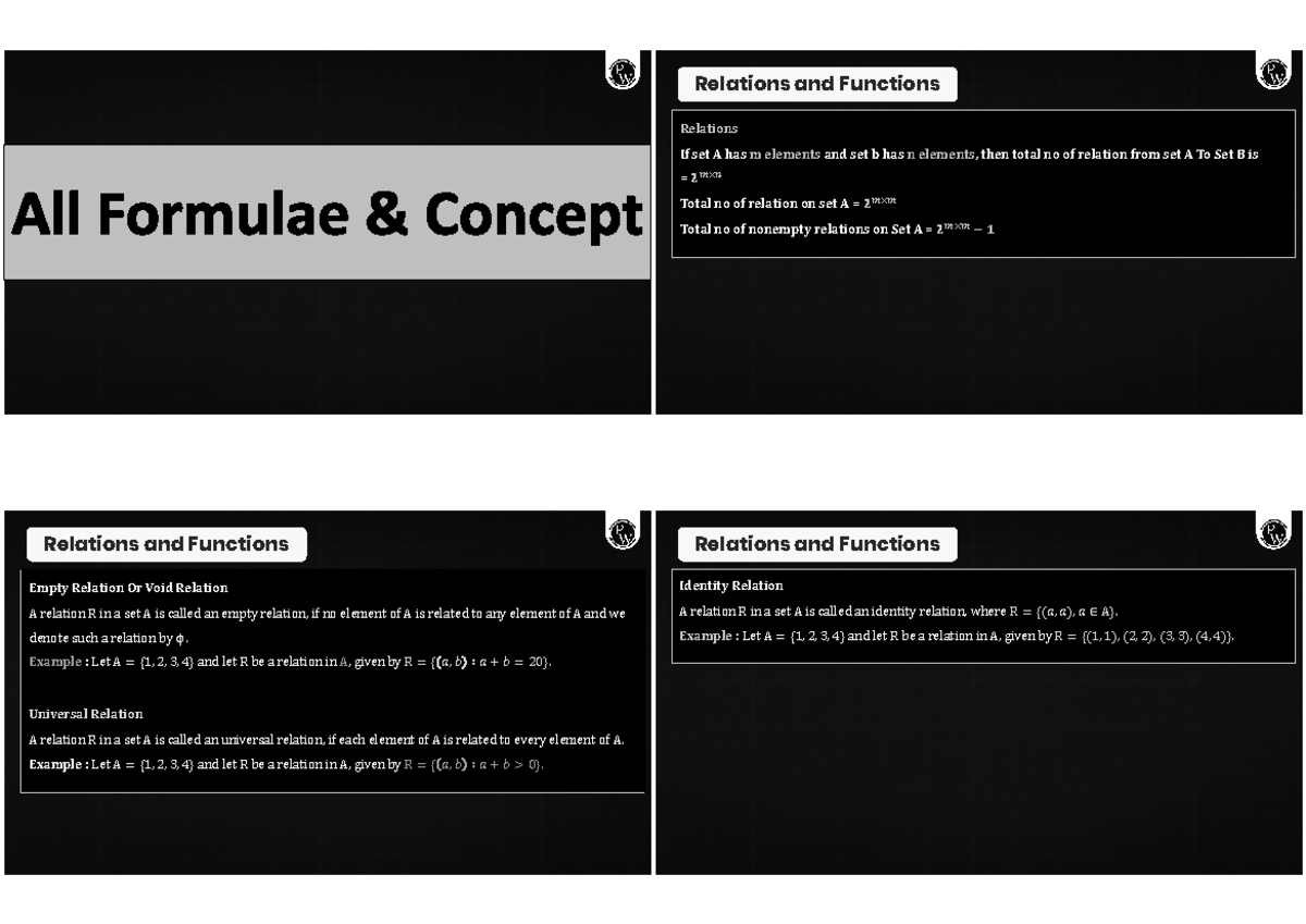 Relations and Functions: Comprehensive Study Notes for ITF - Studocu