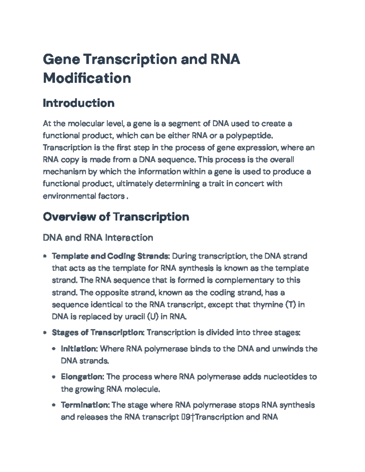 Gene Transcription and RNA Modification: An Overview of Mechanisms ...