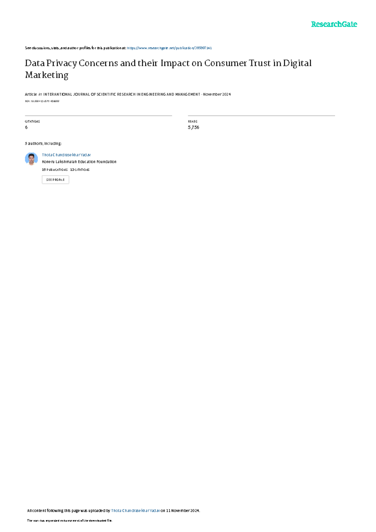Data Privacy Concerns and Consumer Trust in Digital Marketing (IJSREM ...