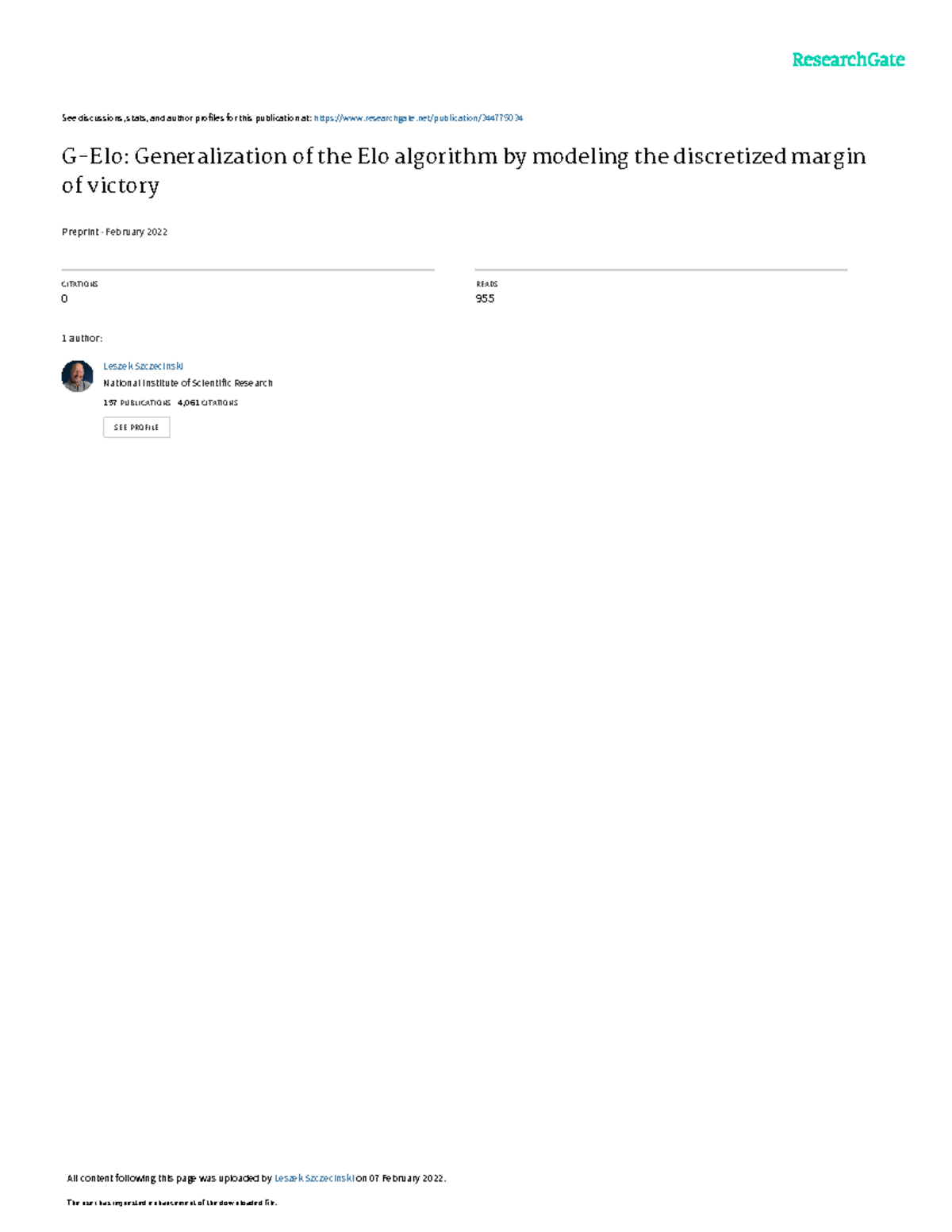 Generalization of the Elo Algorithm: Discretized Margin of Victory (G ...