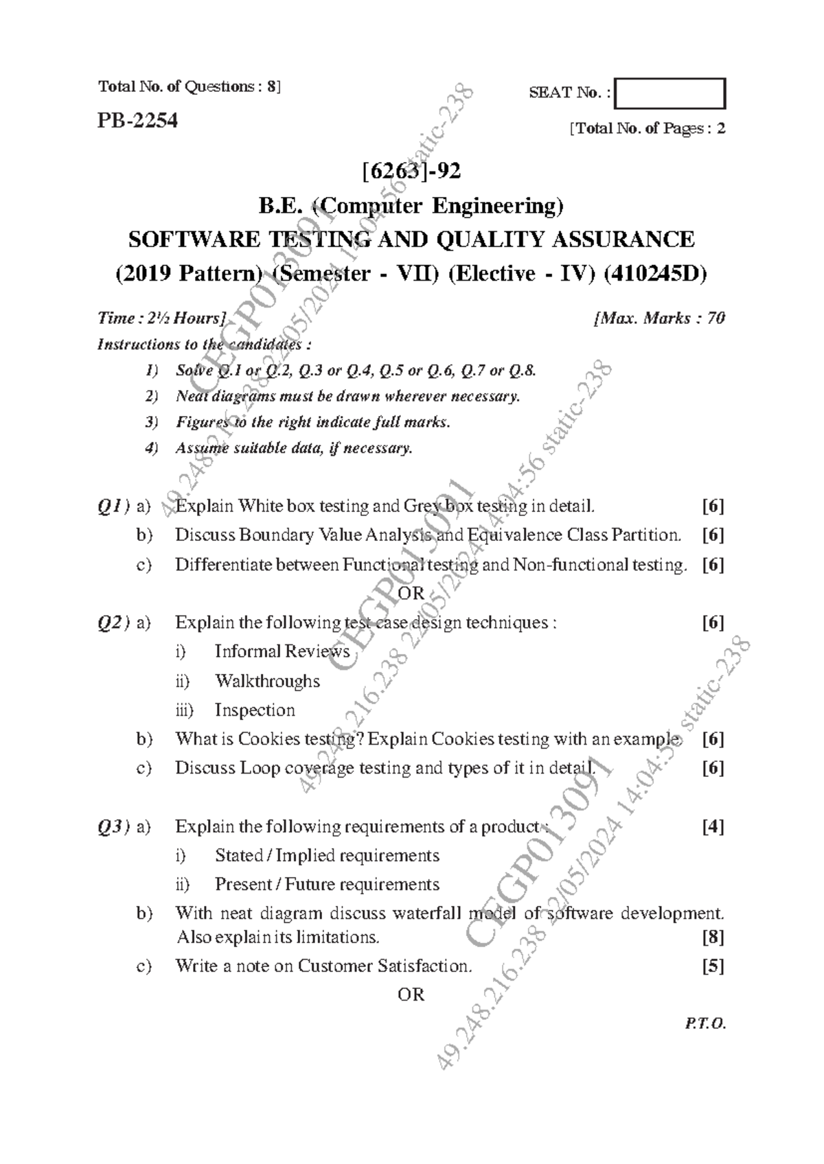 Software Testing & QA Previous Year Paper [410245D] May Jun 2024 - Studocu